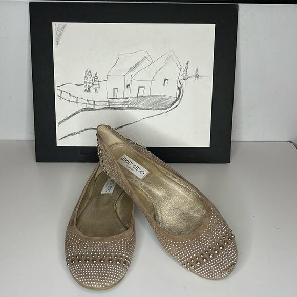 Jimmy Choo Beige Suede Sudded Ballet Flat Size